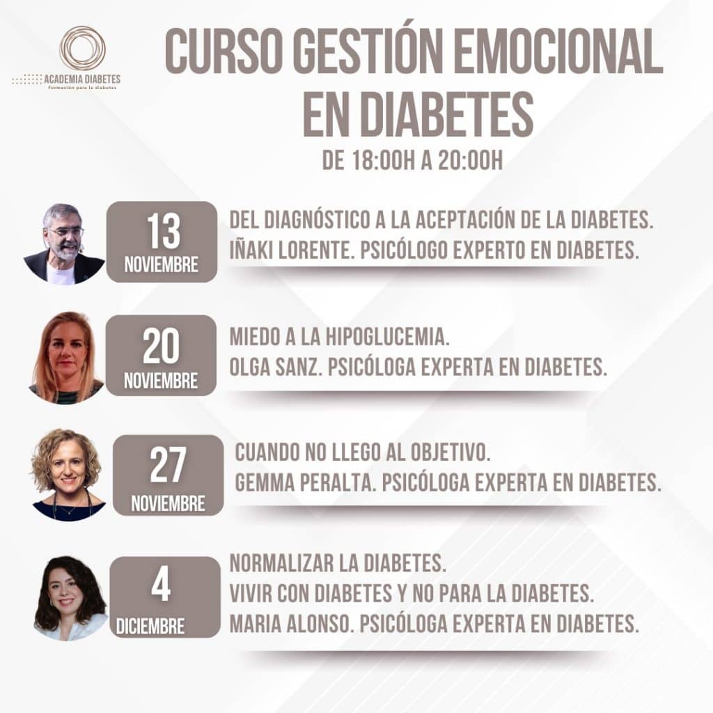 Horarios gestión emocional en Academia Diabetes